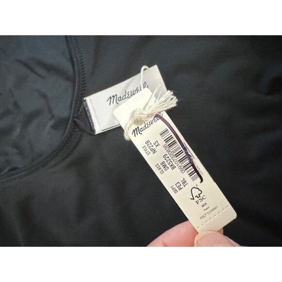 Madewell One-Shoulder One-Piece Swimsuit black minimalist modest sz XS - Picture 6 of 6